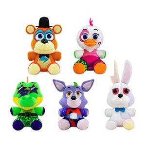 Five Nights at Freddy FNAF Security Breach Plush Set of 5 - Glamrock Freddy, Glamrock Chica, Montgomery Gator, Roxanne Wolf and Vannie