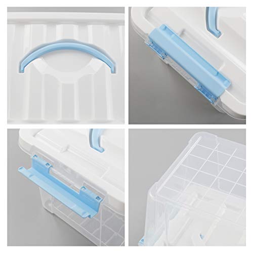 Gloreen 6 Quart Clear Storage Bins with Lid and Blue Handle, Multipurpose Plastic Storage Latch Box/Containers, 2 Packs