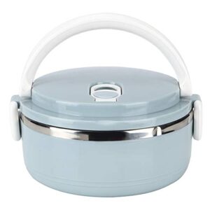 yosoo 0.7l capacity lunch box, portable stainless steel blue thermal insulated rice noddles lunch box good sealing food container with air hole (single layer)