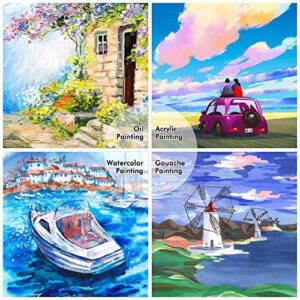 Shuttle Art Painting Canvas Panel, 52 Multi Pack, 5x5, 6x6, 8x8, 10x10 inch (13 PCS of Each), 100% Cotton Art Canvas Board Primed White, Blank Canvas for Kids Adults for Acrylic Oil Painting