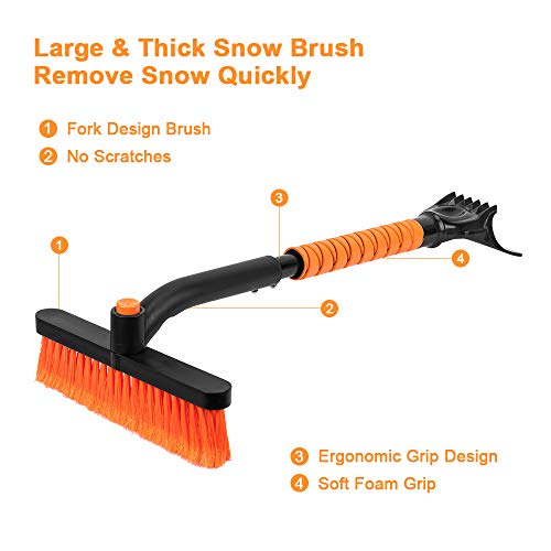 Lsyomne Car Snow Brush Removal with Ice Scraper for Car Windshield Detachable Snow Scraper with Foam Grip for Car Auto Truck SUV Windshield Windows