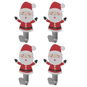 cabilock 4pcs christmas wall hooks santa claus metal wall hanger christmas wall key rack holder towel coat hooks for door bathrooms key robe bag