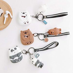 Airpods Cover Compatible with Airpods Pro Cute Character Happy Panda Bear Case Cute Soft Silicone Shockproof Durable Stylish Earphone Protective Skin with Animals Decoration Hang Rope (Panda)