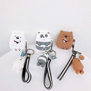 Airpods Cover Compatible with Airpods Pro Cute Character Happy Panda Bear Case Cute Soft Silicone Shockproof Durable Stylish Earphone Protective Skin with Animals Decoration Hang Rope (Panda)