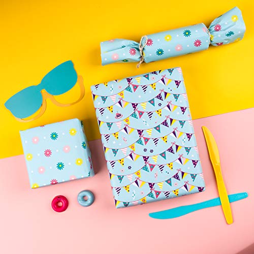 WRAPAHOLIC Birthday Wrapping Paper Roll - Unicorns and Celebration Banners Set for Party, Celebrating, Baby Shower Present Packing - 4 Rolls - 30 inch X 120 inch Per Roll