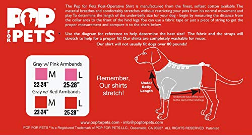 Short Sleeve Shirt for Dogs New! from POP FOR PETS (Large Red) - Better Than The Cone! POPforPETS Cotton Shirt for Larger Dogs. The Most Comfortable Alternative for Recovery!