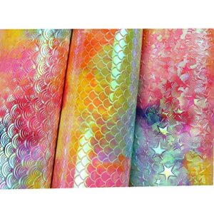 Yuanchuan Rainbow Camouflage Leather Faux Leather Sheets, 12" x 8.3" A4, 7PCS Different Leopard Printed Synthetic Fabric, Good for DIY Craft Earring Bows Wallets Headdress Decoration (Rainbow Series)