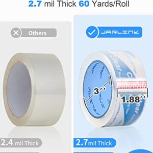 JARLINK Upgraded Version Clearer Packing Tape 12 Rolls, Heavy Duty Packaging Tape for Shipping Packaging Moving Sealing, 2.7mil Thick, 1.88 inches Wide, 60 Yards Per Roll, 720 Total Yards