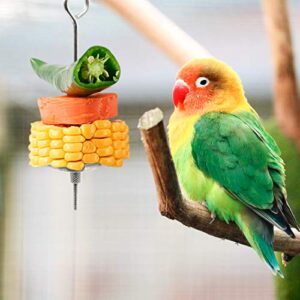 2 Pack Bird Feeder Birds Bowls Stainless Steel Dishes Coop Cups with Wire Hook, Parrot Feeding Dish Cups Food Water Bowls with Bird Food Holder and Rattan Ball for Finches Lovebirds (Set 1)