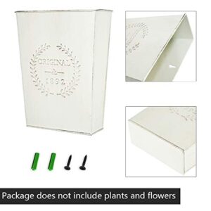 LESEN Set of 2 Farmhouse Metal Wall Planter,Rustic Wall Decor Country Hanging Wall Vase Box for Plants Flower Home Decoration