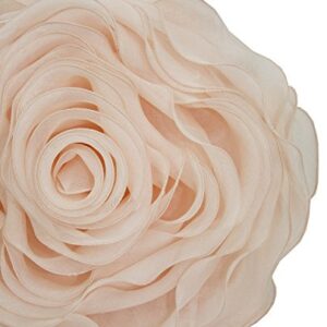 Fennco Styles Beautiful Handmade 3D Rose with Custom Made Fabric Decorative Throw Pillow 16" Round (Pink, Case+Insert)