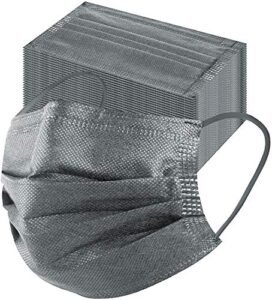 msaaex grey disposable face mask 4-ply protection masks prevent dust, breathable non-woven mouth cover - 50 pack