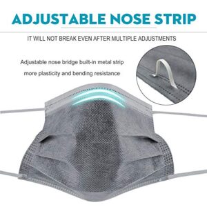 MSAAEX Grey Disposable Face Mask 4-Ply Protection Masks Prevent Dust, Breathable Non-Woven Mouth Cover - 50 Pack