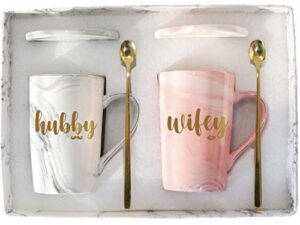 wifey and hubby coffee mugs set hubby wifey mugs hubby and wifey gifts wifey and hubby gifts mr mrs gifts husband wife mugs engagement wedding anniversary valentines day gifts for couple 14 ounce