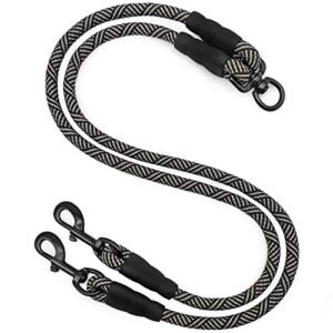 mycicy double dog leash coupler, tandem leash for two dogs, no tangle 360° swivel rotation dual strong dog leash splitter, for large medium small dogs (33inch)
