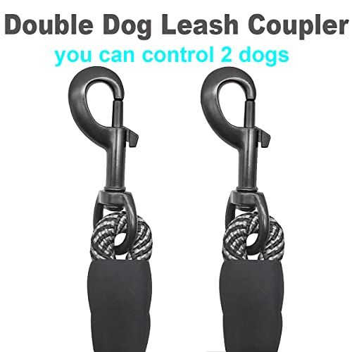 Mycicy Double Dog Leash Coupler, Tandem Leash for Two Dogs, No Tangle 360° Swivel Rotation Dual Strong Dog Leash Splitter, for Large Medium Small Dogs (33inch)