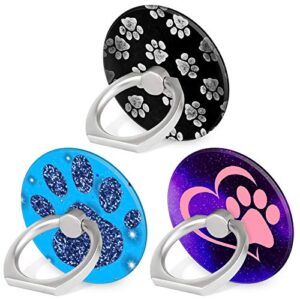 bonoma phone ring stand, 3 pack dog paws 360 degree rotation finger grip stand holder compatible with smartphones and tablets