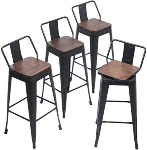 andeworld 24 inch swivel bar stools set of 4 counter height stools industrial metal barstools (24 inch, black)