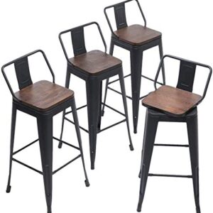 Andeworld 24 Inch Swivel Bar Stools Set of 4 Counter Height Stools Industrial Metal Barstools (24 inch, Black)