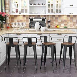 Andeworld 24 Inch Swivel Bar Stools Set of 4 Counter Height Stools Industrial Metal Barstools (24 inch, Black)