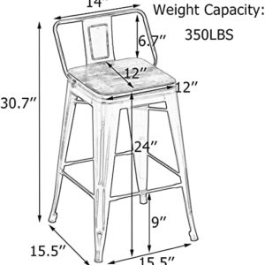 Andeworld 24 Inch Swivel Bar Stools Set of 4 Counter Height Stools Industrial Metal Barstools (24 inch, Black)