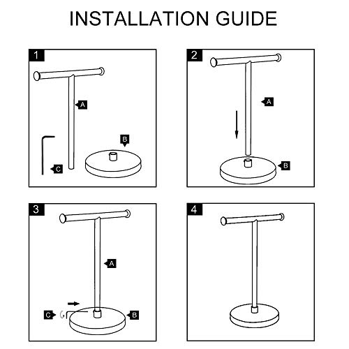 GERZWY Modern Free Standing Hand Towel Holder Tree Rack SUS 304 Stainless Steel Countertop Towel Ring Polished Finish