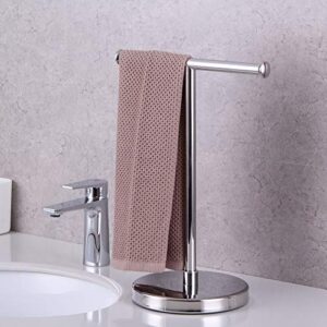 GERZWY Modern Free Standing Hand Towel Holder Tree Rack SUS 304 Stainless Steel Countertop Towel Ring Polished Finish