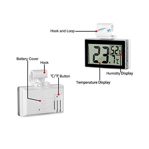 Reptile Thermometer Humidity and Temperature Sensor Gauges Reptile Digital Thermometer Digital Reptile Tank Thermometer Hygrometer with Hook Ideal for Reptile Tanks, Terrariums