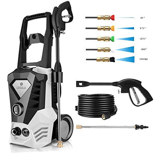 Electric Pressure Washer 1800W Power Washer High Pressure Washer Cleaner with 5 Adjustable Nozzles Built-in Detergent Tank,Hose Reels,Spray Gun,for Homes,Cars,Driveways,Patios