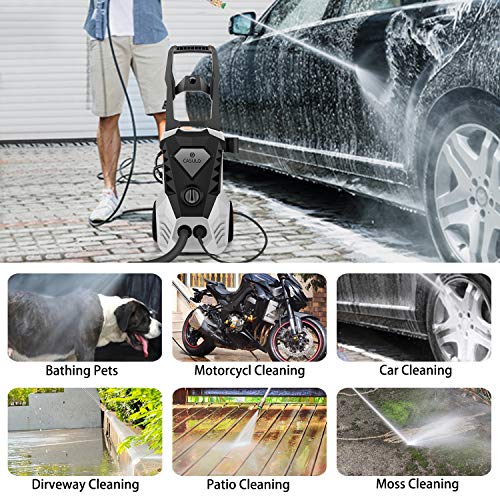 Electric Pressure Washer 1800W Power Washer High Pressure Washer Cleaner with 5 Adjustable Nozzles Built-in Detergent Tank,Hose Reels,Spray Gun,for Homes,Cars,Driveways,Patios