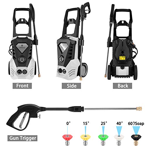 Electric Pressure Washer 1800W Power Washer High Pressure Washer Cleaner with 5 Adjustable Nozzles Built-in Detergent Tank,Hose Reels,Spray Gun,for Homes,Cars,Driveways,Patios