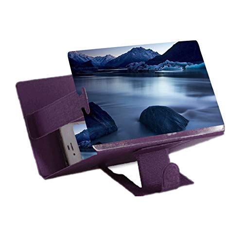 MOHALIKO Screen Magnifier, Phone Screen Magnifier, 8inch Desktop HD Phone Screen Magnifier Video Enlarge Amplifier Stand Holder for All Smart Phone Model Purple