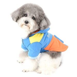 Ranphy Small Dog Coat Girl Boy Puppy Velvet Clothes Pet Hoodies for Cold Weather Puffer Jacket Warm Padded Sweatshirt Outfit with Hood Super Soft Winter Outdoor Apparel Blue L