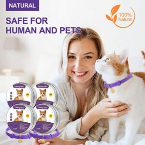 4 Pcs Calming Cats Collar Adjustable Cat Calm Collar Lavender Scent Relaxing Cat Collar with 2 Pendant for Puppies Cats Reduce Stress Aggression Anxious, up to 15 Inches (Purple, Gold)