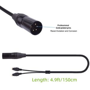 Saipomor HD660s XLR 4-pin Balanced Cord Replacement Upgrade OFC Splitter Cable Compatible with SENNHEISER HD525 HD535 HD545 HD565 HD580 HD58X HD600 HD650 HD6xx HD660s Headphones(5ft)