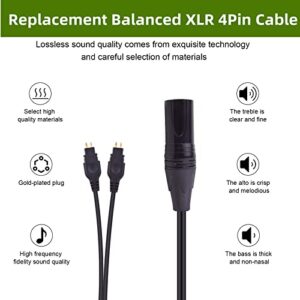 Saipomor HD660s XLR 4-pin Balanced Cord Replacement Upgrade OFC Splitter Cable Compatible with SENNHEISER HD525 HD535 HD545 HD565 HD580 HD58X HD600 HD650 HD6xx HD660s Headphones(5ft)