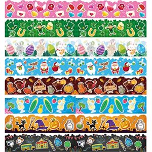 64 Pieces Holiday Bulletin Board Borders Easter Board Borders St. Patrick's Borders Seasonal Self Adhesive Strip Labels for Back to School Classroom Party Supplies