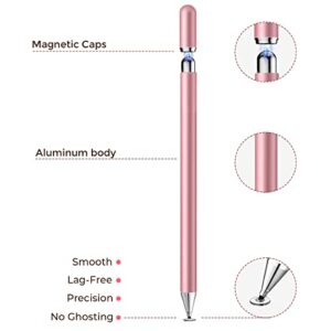 joyroom Capacitive Stylus Pen for Touch Screens, Disc Tip and High Sensitivity, with Replacement Tips & Palm Rejection Glove, for Kid Student Drawing, for Apple/iPhone/iPad/Tablet/Samsung (Pink)…