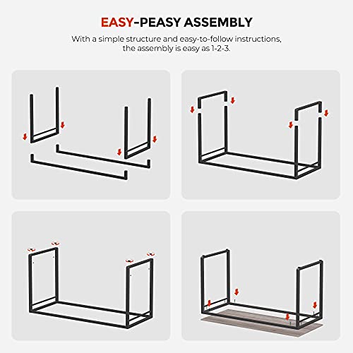 VASAGLE ALINRU Computer Desk, 55-Inch Writing Desk, Office Desk with 8 Hooks, for Study, Home Office, Easy Assembly, Steel Frame, Industrial Design, Greige and Black ULWD059B02