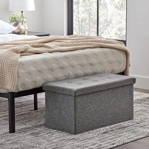edenbrook 30 inch rectangle storage ottoman - buttonless tufted ottoman -foot rest-holds 330 lbs, grey