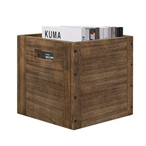 y&me ym wood storage bins, rustic brown decorative wood storage box wood crates container cube basket bins organizer for home,office,closet,shelf, 11” x 11” x 11”