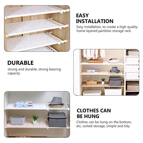 Cabilock Expandable Closet Tension Shelf Rod Adjustable Storage Rack Organizer DIY Divider Separator for Cabinet Wardrobe Cupboard Kitchen Bathroom White S