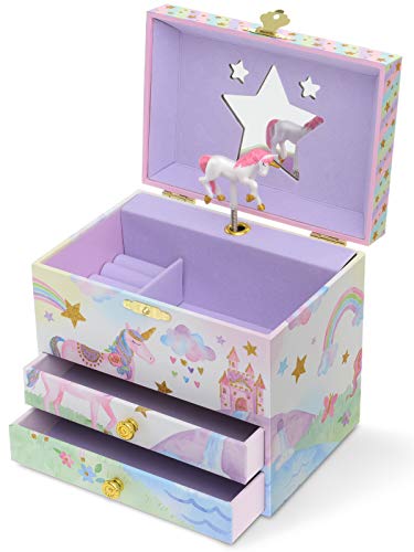 Jewelkeeper Unicorn Music Box & Little Girls Jewelry Set - 3 Unicorn Gifts for Girls - Unicorn Jewelry Box for Girls - Music Boxes for Girls