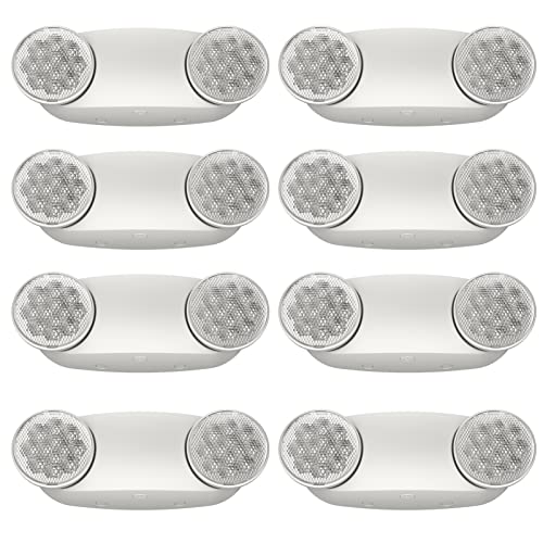 SPECTSUN 8 Pack LED Exit Emergency Light Combo with Battery Backup-US Standard Commercial Corded Emergency Exit Sign Lights for Home Power Failure,UL 924 Certified,Elm2 Emergency Lighting Exit Signs