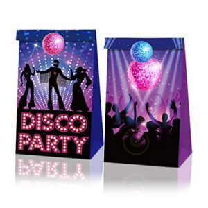 24 packs disco party bags gift bags paper bags, paper bags for cookie,cake,chocolate,candy,snack wrapping good, perfect for any holiday occasion, graduations, birthday parties and more