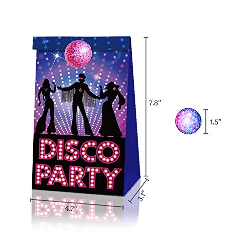 24 Packs Disco Party Bags Gift Bags Paper Bags, Paper Bags for Cookie,Cake,Chocolate,Candy,Snack Wrapping Good, Perfect for Any Holiday Occasion, Graduations, Birthday Parties and More