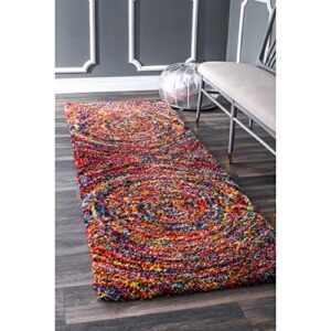 nuloom ardelle swirl shag runner rug, 2' 6" x 6', multi