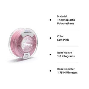 SainSmart TPU 1.75mm 92A Flexible TPU 3D Printer Filament, Dimensional Accuracy +/- 0.04 mm, 1KG Spool, Soft Pink