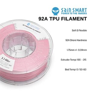 SainSmart TPU 1.75mm 92A Flexible TPU 3D Printer Filament, Dimensional Accuracy +/- 0.04 mm, 1KG Spool, Soft Pink