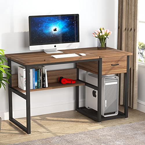 Tribesigns Drafting Table with Storage Drawers, Drawing Computer Desk Artist Craft Table Painting Desk Workstation with Shelves and Tiltable Tabletop for Students, Home Office